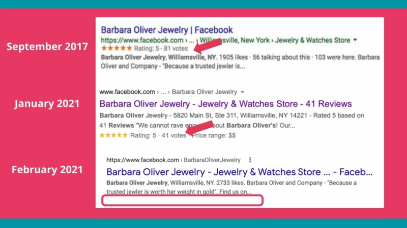 Facebook review snippets